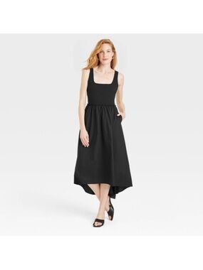 a new day Large Black Sleeveless High-Low Midi Dress- NWOT